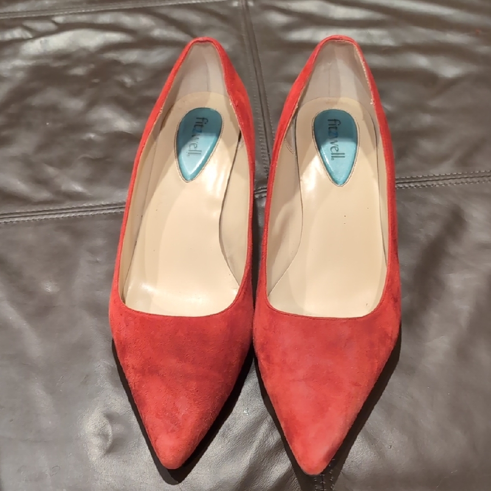 Fiorelli Red Suede Pointed Toe Heels